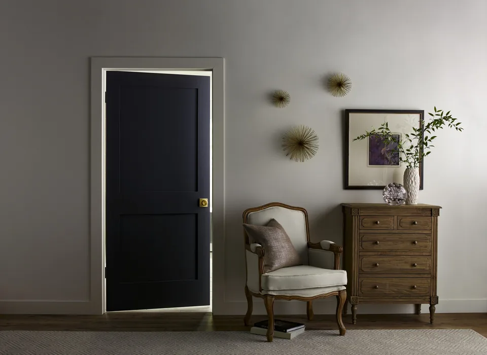 Interior door in a finished residential room
