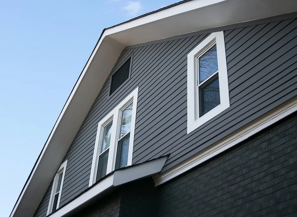 Home exterior finished with engineered wood siding